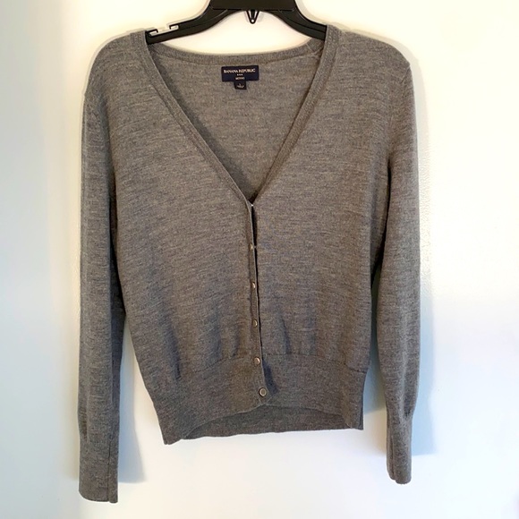 Banana Republic Merino Wool button down gray cardigan - Picture 1 of 7